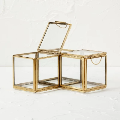 Metal Glass Decorative Box Gold - Opalhouse™ Designed With Jungalow™ 4 Metal Glass Decorative Box Gold - Opalhouse™ Designed With Jungalow™ - Image 2