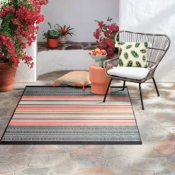 5' X 7' Outdoor Rug Multi Stripe Global Pink - Opalhouse™ -Opalhouse GUEST 849a4c76 29c9 486c a953 a03150bdac10